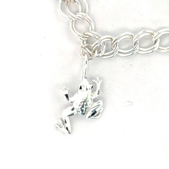 Estate Sterling Silver 925 Double Round Link Charm Bracelet - 8 Unique Charms - Picture 8 of 16